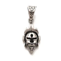 Античное Серебро 304 подвески из нержавеющей стали, очарование черепа, античное серебро, 31.5x15.5x6.5 мм, отверстие : 10.5x7.5 мм