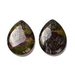 Кровь драконов Подвески из натуральной драконьи яшмы, слезинки, 40~41x30~31x7~8 мм, отверстие : 1.5 мм