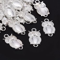 Серебро Соединители звеньев сплава, Хэллоуин, без кадмия и без свинца, сова, серебряный цвет гальваническим, 26x13x4 мм, отверстие : 3 мм