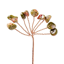 Унакит Естественные декорированные дисплеи, украшения для домашнего офиса, цветок, золотые, 120 мм