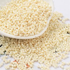 Кукурузный Шелк Выпечка краска стеклянные бусины, цилиндр, цвет колоса кукурузы, 2x1.5 мм, отверстие : 1 мм, Около 50398 шт / фунт