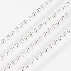 Серебро Цепи железный шар, бисером цепи, пайки, с катушкой, без свинца, без кадмии и без никеля, серебряные, 1.5 мм, около 328.08 футов (100 м) / рулон