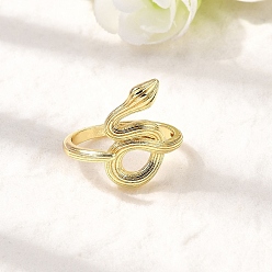 Настоящее золото 18K Латунные кольца-манжеты для женщин, змея, стойки покрытие, долговечный, без свинца и без кадмия, реальный 18 k позолоченный, размер США 7 3/4 (17.9 мм), 18.5 мм