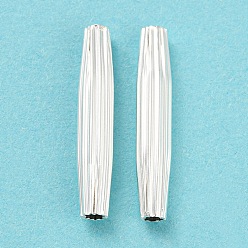 Посеребрённый Экологичные латунные бусины, без кадмия и без свинца, долговечный, гофрированная колонна, 925 серебро покрытием, 22x4 мм, отверстие : 2 мм