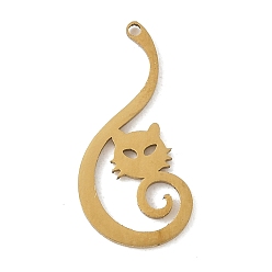 Золотой 201 подвески из нержавеющей стали, форма кошки, золотые, 20x10x1 мм, отверстие : 1 мм