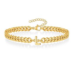 Letter L Письмо 304 браслеты из нержавеющей стали, браслеты-цепочки для мужчин, золотые, Письмо L, 7-7/8 дюйм (20 см)