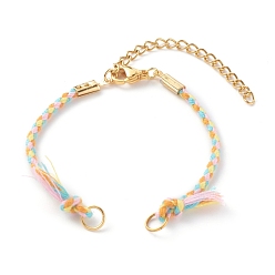 Разноцветный Изготовление браслетов из хлопковой нити, с 304 из нержавеющей стали Lobster Claw застежками, золотые, красочный, 5-1/2 дюйм (13.9 см)