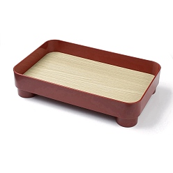FireBrick Multifunctional ABS Plastic Storage Tray, with MDF Board, for Cosmetics Jewelry Organizer Desktop Decoration Serving Platter, Rectangle, FireBrick, 32x20x7cm