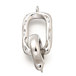 Платина Прямоугольные латунные застежки-скобы, долговечный, без свинца и без кадмия, платина, 27 мм, отверстие: 1.4 и 1.2 мм