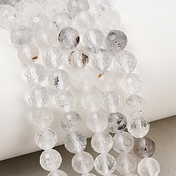 Herkimer Diamond Natural Herkimer Diamond Beads Strands, Faceted Round, 6.5mm, Hole: 1.1mm, about 62pcs/strand, 15.35''(39cm)