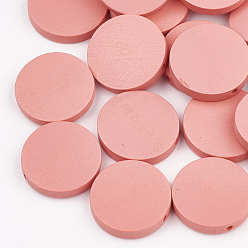 Светло-Коралловый Бусины из натуральной груши, окрашенные, плоско-круглые, свет коралловый, 20x5 мм, отверстие : 2 мм