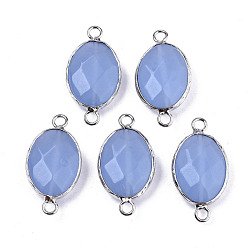 Glass Стеклянные звенья / разъемы, латунная кромка платинового цвета, граненые и овальные, 27.5x14~15x6 мм, отверстие : 2 мм