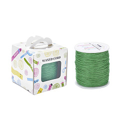Green Waxed Cotton Cords, Green, 1mm, about 100yards/roll(91.44m/roll), 300 feet/roll