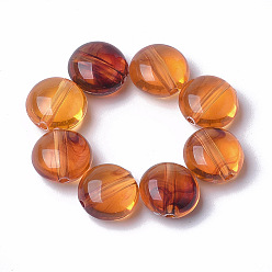 Chocolate Acrylic Beads, Imitation Gemstone, Flat Round, Chocolate, 10.5x6.5mm, Hole: 1.8mm, about 1080pcs/500g