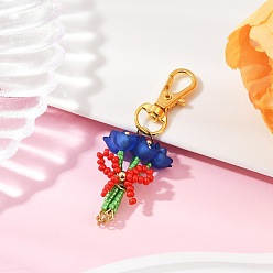 Синий Букет ручной работы стеклянные бусины и акриловые подвески украшения, с сплава шарнирного когтя омара застежками, синие, 70 мм