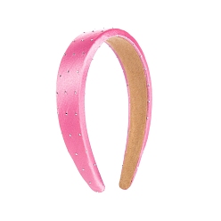 Hot Pink Cloth Headband, with Rhinestone, Simple Lady Hair Accessories, Hot Pink, 150x120x30mm