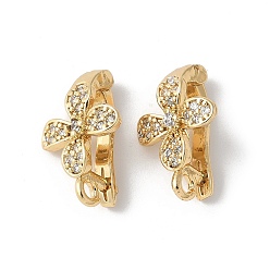 Настоящее золото 18K Латунные микропроволочные кубические циркониевые подвески, без свинца и без кадмия, долговечный, стойки покрытие, цветок, реальный 18 k позолоченный, 15.5x14x7.5 мм, отверстие : 1.6 мм