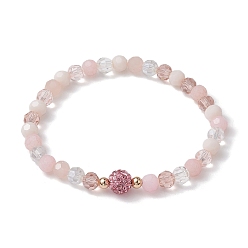 Розовый Стеклянные граненые круглые браслеты из бисера-стрейч, туманная роза, внутренний диаметр: 2 дюйм (5.2 см)