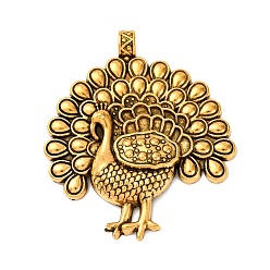 Античное Золото Тибетский сплав стиля большие кулоны, прелести павлина, античное золото , 60x52x7 мм, отверстие : 5 мм