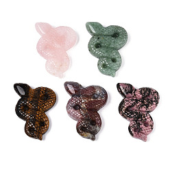 Смешанные камни Натуральный смешанный драгоценный камень дисплей украшение, фигурка для украшения дома, энергетический камень рейки для исцеления, кобра, 50~52x33.5~34.5x8.5~11 мм