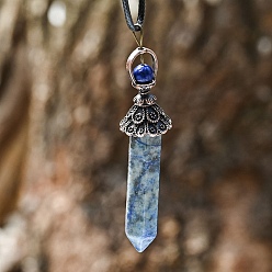 Lapis Lazuli Natural Lapis Lazuli with Metal Big Pendants, Bullet Charms, Red Copper, 78x17mm