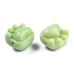 Light Green Opaque Resin Beads, Imitation Jade, Cat Claw, Light Green, 14x15x13mm, Hole: 1.8mm