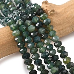 Мосс Агат Природные моховой агат нитей бисера, граненые, рондель, 5.5~6.5x4.5 мм, отверстие : 1 мм, около 91~94 шт / нитка, 15.35'' (39 см) ~ 15.43'' (39.2 см)