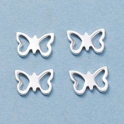 Silver 201 Stainless Steel Filigree Joiners Links, Butterfly, Silver, 7x10x0.8mm