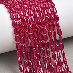 Red Corundum Нити бусин из красного корунда, выращенного в лаборатории, слеза, 6x4x2.5 мм, отверстие : 0.5 мм, около 63 шт / нитка, 15.39'' (39.1 см)