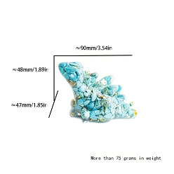 Синтетическая Бирюза Украшение для дисплея динозавра из смолы, с синтетической бирюзовой крошкой внутри статуэток для украшения домашнего офиса, 90x47x48 мм
