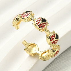 Настоящее золото 18K Латунные эмалевые манжеты для женщин, коровка, стойки покрытие, долговечный, без свинца и без кадмия, реальный 18 k позолоченный, 5.5 мм