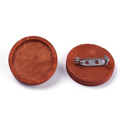Темно-Красный 304 оправа для кабошонов из нержавеющей стали, с деревянным подносом, плоско-круглые, темно-красный, лоток : 25 мм, 31x5 мм