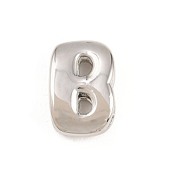 Letter B Латунные бусины, долговечный, стойки покрытие, без свинца и без кадмия, платина, В письме, 14x9.5x5 мм, отверстие : 11x3 мм