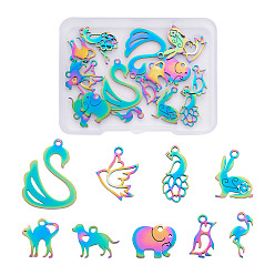 Rainbow Color 18 шт 9 стиль 201 подвески из нержавеющей стали, животное, Радуга цветов, 2 шт / стиль