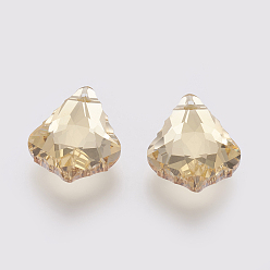 Золотая Тень Подвесной стеклянный горный хрусталь, имитация австрийский хрусталь, лист, золотые тени, 29.5~30x21x10 мм, отверстие : 1.6 мм