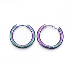 Rainbow Color Ионное покрытие (ip) 304 серьги-кольца из нержавеющей стали, гипоаллергенные серьги, с 316 хирургическим стержнем из нержавеющей стали, Радуга цветов, 9 датчик, 20x21x3 мм, штифты : 1 мм, внутренний диаметр: 14 мм