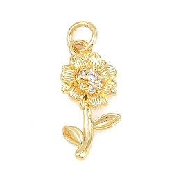 Настоящее золото 18K Подвески из латуни с микро-паве ко Дню святого Валентина, прозрачные циркониевые подвески, без кадмия и без свинца, , реальный 18 k позолоченный, 18.5x8.5x3.5 мм, отверстие : 3.5 мм