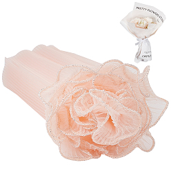 Pink Полиэфирные ткани, Свадебная марлевая вышивка на ткани, цветочная упаковка, для изготовления костюмов, розовые, 380x28x0.05 см