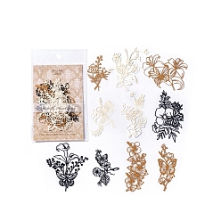 Black 10Pcs 10 Styles Flower Lace Cut Scrapbook Paper Pads, Hollow Leaf & Flower Paper for DIY Album Scrapbook, Greeting Card, Background Paper, Black, 62.5~92x39~70x0.3mm, 1pc/style