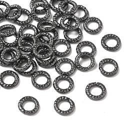 Черный Цвет Металла Покрытие стойки латунные открытые кольца для прыжков, без свинца и без кадмия, долговечный, текстурированное круглое кольцо, металлический черный , 15 датчик, 7x1.5 мм, отверстие : 3.8 мм