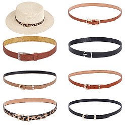 Черный 7 шт. 7 стили резинки для шляп из искусственной кожи, с пряжкой сплава, для аксессуаров для шляп, чёрные, 657~688x17.5~27.5x4~13.5 мм, 1 шт / стиль