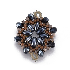 Разноцветный Японский бисер miyuki & toho ручной работы ссылки, Ткацкий станок, цветок, красочный, 24~25.6x19~19.2x3.2~3.6 мм, отверстие : 1.5~1.6 мм