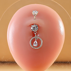 Ring 316l хирургическая нержавеющая сталь микропаве прозрачный кубический цирконий пупочные кольца, цвет нержавеющей стали, кольцо, длина стержня: 3/8"(10мм), штифты : 1.6 мм