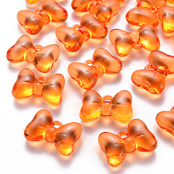 Коралловый Прозрачные акриловые подвески, бантом, коралл, 21x29x10.5 мм, отверстие : 2.5 мм, Около 118 шт / 500 г