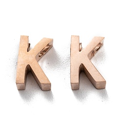 Letter K Ионное покрытие (ip) 304 брелоки из нержавеющей стали, алфавит, розовое золото , letter.k, 8x5x3 мм, отверстие : 1.8 мм
