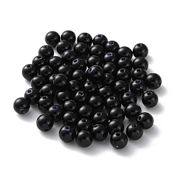 Черный Пластиковые жемчужные бисера, круглые, чёрные, 6x5.5 мм, отверстие : 1.4 мм