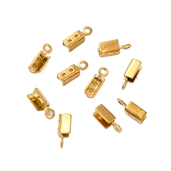 Настоящее золото 18K Ионное покрытие (ip) 304 гибкие концы обжимных шнуров из нержавеющей стали, реальный 18 k позолоченный, 10x3.5x1.4 мм, отверстие : 2.5 мм