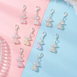 (52) Непрозрачная лаванда Подвеска в виде ангела из прозрачного акрила, бисером сплава и застежками, разноцветные, 35.5 мм