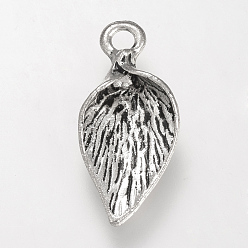Античное Серебро Сплавочные подвески тибетского стиля, без кадмия и без свинца, лист, античное серебро, 20x9x4 мм, Отверстие : 2 мм , около 1230 шт / 1000 г