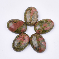 Унакит Природные кабошонов Unakite, овальные, 24~26x17~19x6~7 мм